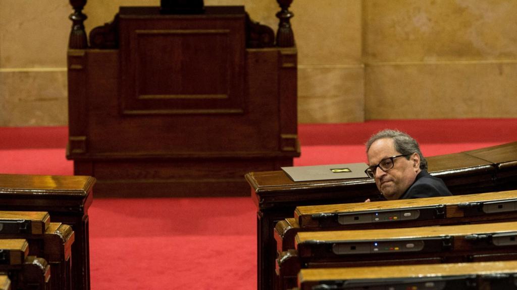 El presidente de la Generalitat, Quim Torra, durante la sesión de control en el Parlament.
