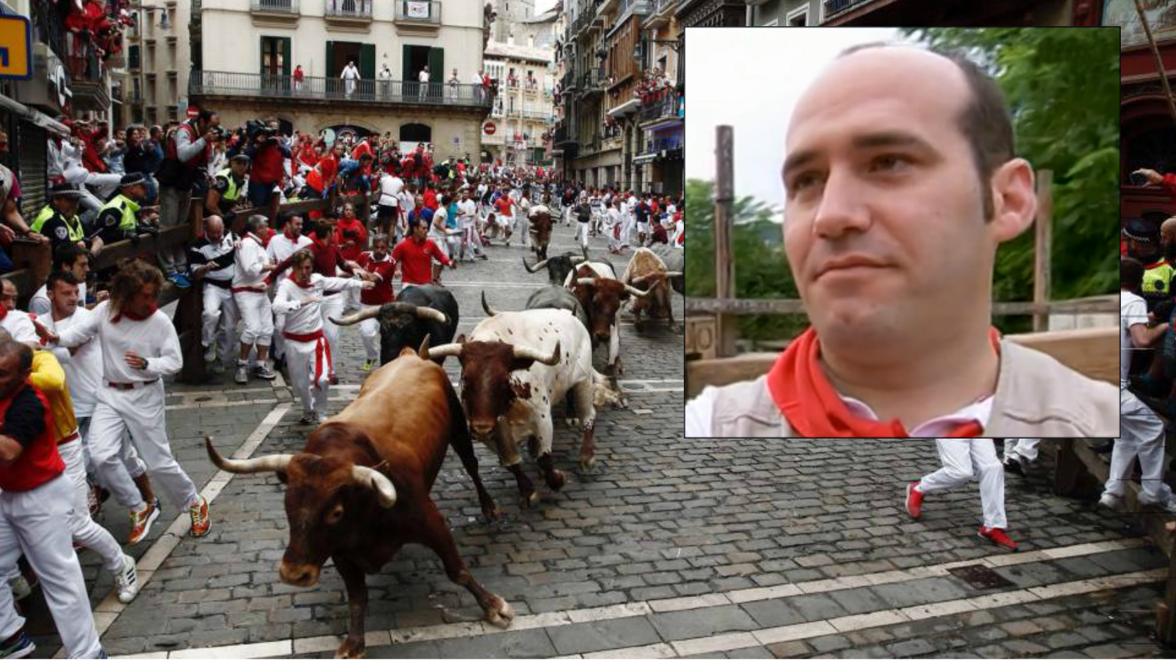 Xabier Aldaz lleva instalando las vallas de madera de los encierros desde 1998.