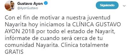 Captura del tuit de Ayón