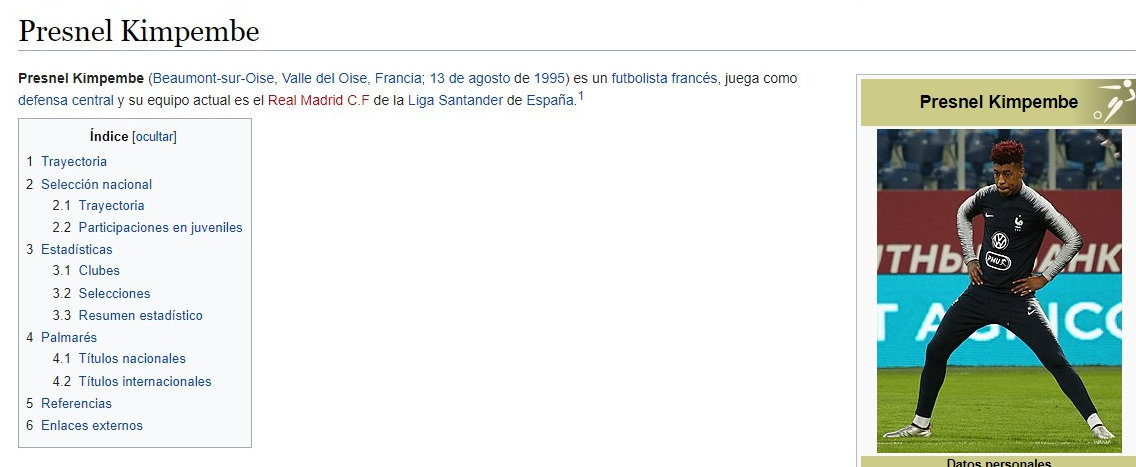 Wikipedia 'ficha' a Kimpembe para el Real Madrid