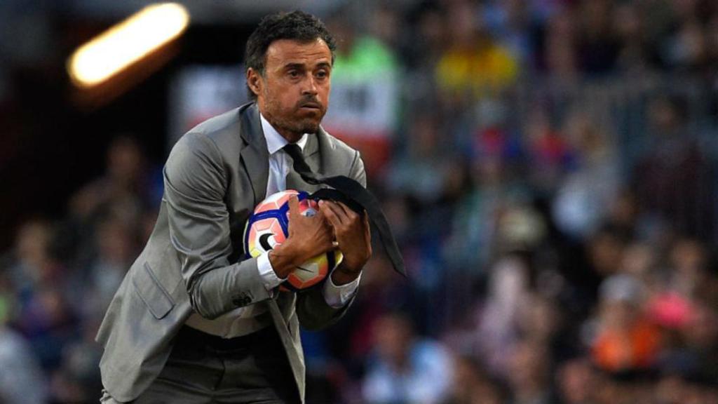 Luis Enrique, durante un partido con el Barcelona.