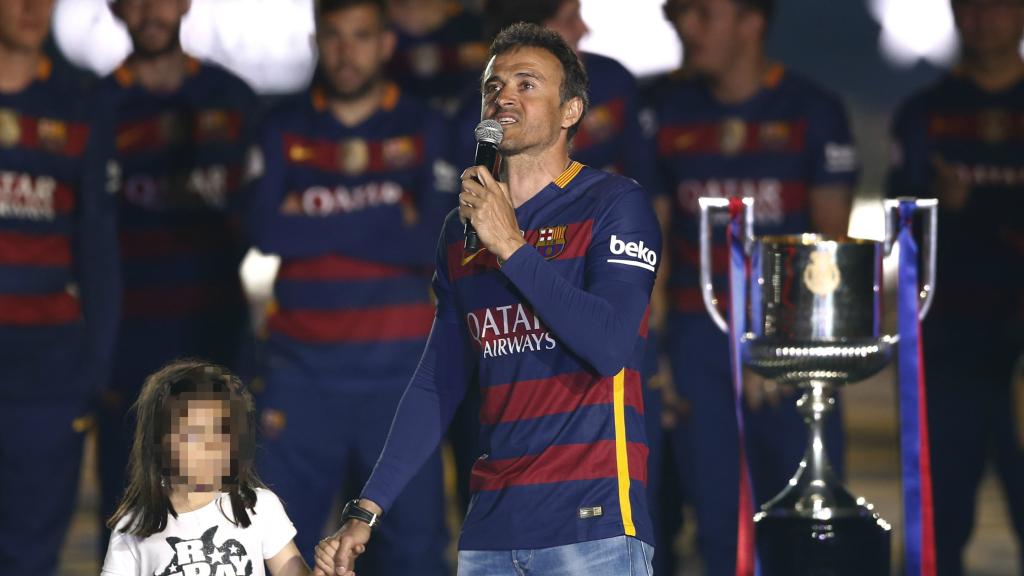 Luis Enrique con su hija en 2016.