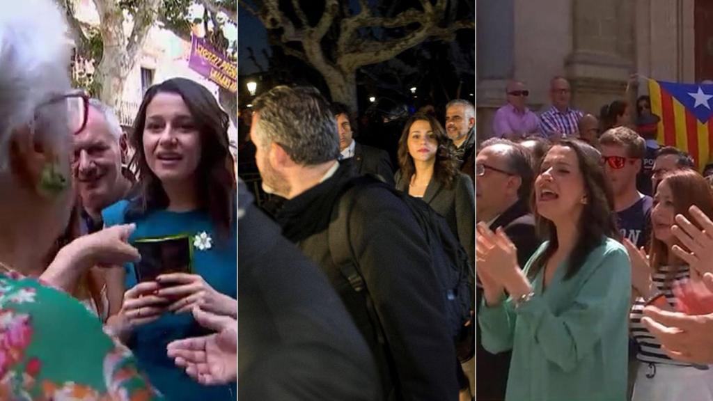 Situaciones de tensión en los últimos meses: de izquierda a derecha, en Canet, en el Parlament y en Vic.