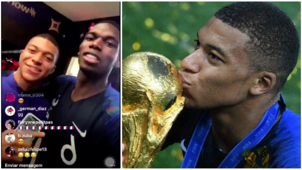 Mbappé, durante la celebración de Francia