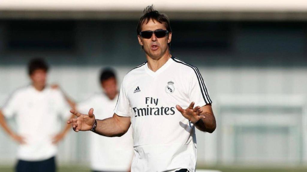 Lopetegui en su primer entrenamiento con el Real Madrid