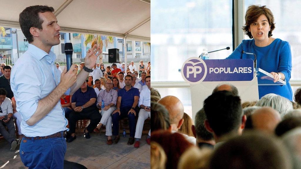 Pablo Casado y Soraya Sáenz de Santamaría, los dos aspirantes a presidir el PP.