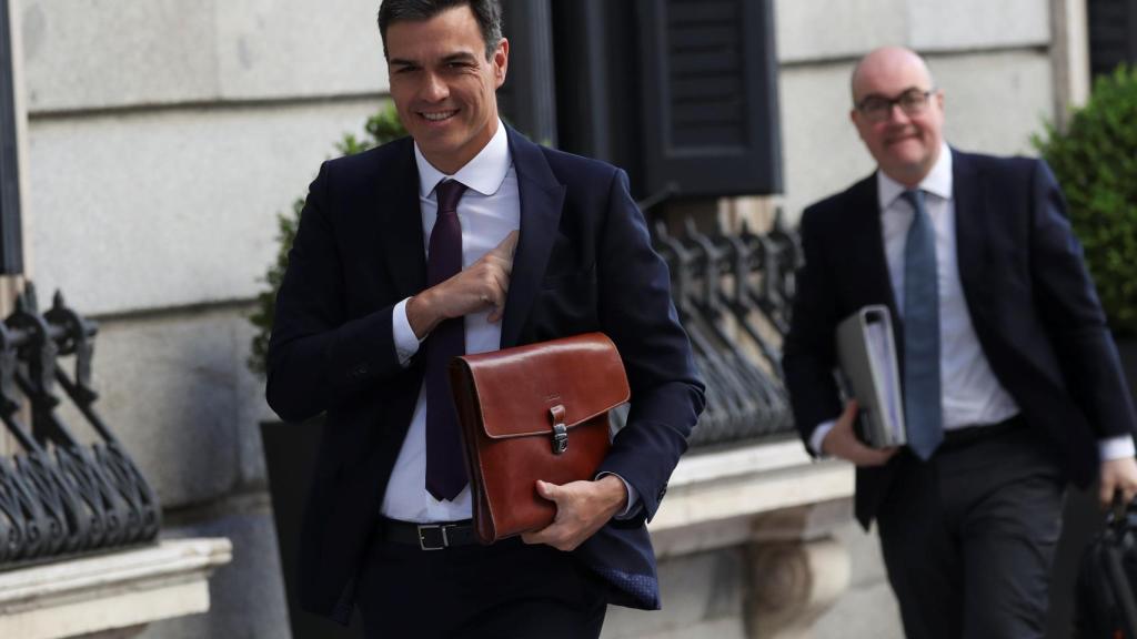 Pedro Sánchez, este martes a su llegada al Congreso de los Diputados.