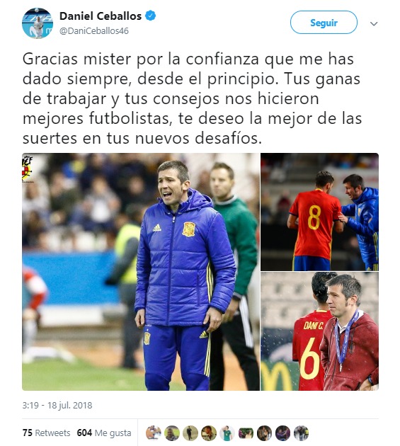 Dani Ceballos se despide de Celades.