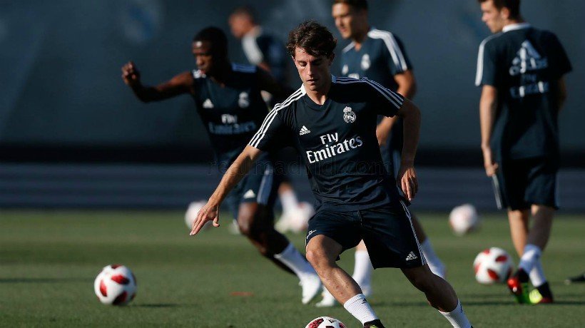 Odriozola en su primer entrenamiento en el Real Madrid