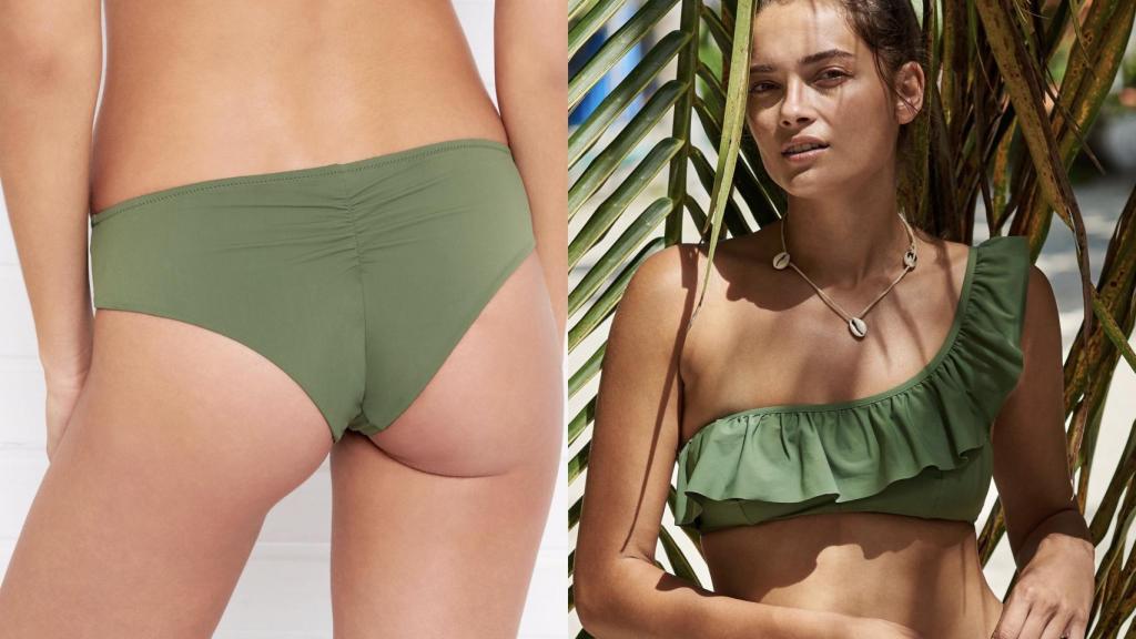 Bikini verde con volantes de Etam.