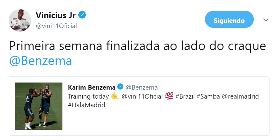 El intercambio de mensajes entre Vinicius y Benzema