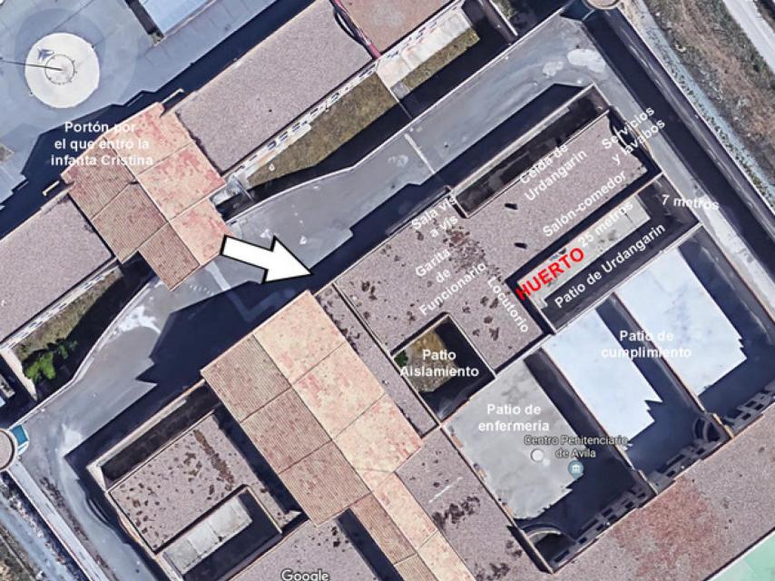 Vista aérea del módulo en el que está internado Urdangarin.