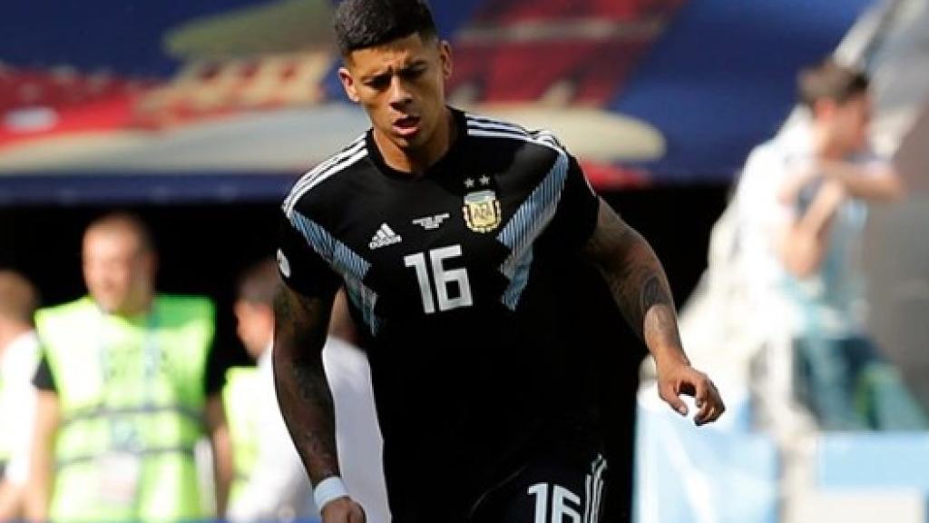 Marcos Rojo en un partido con Argentina durante el Mundial