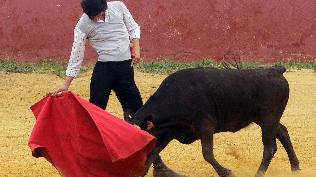 Manuel Rodríguez en un tentadero
