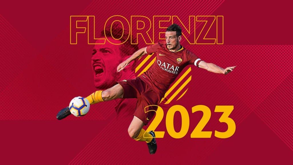 Alessandro Florenzi renueva con la Roma. Foto: Twitter (@OfficialAsRoma)