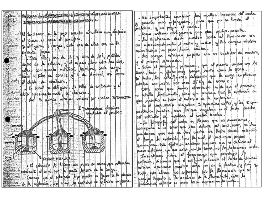 Croquis intervenido a Santi Potros del atentado de Juan Bravo.