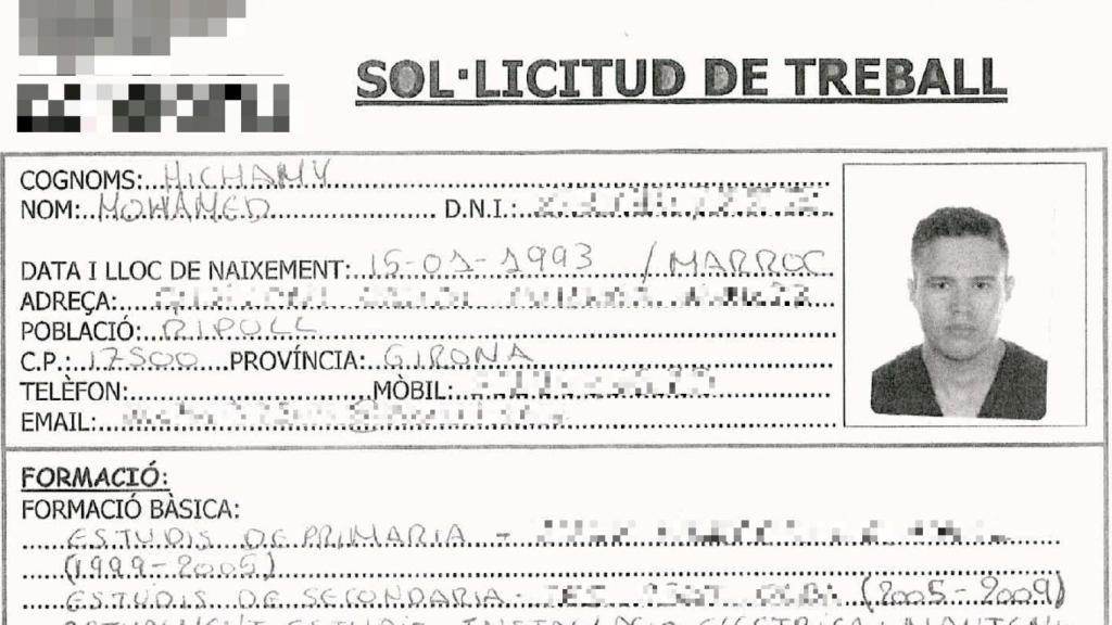 Solicitud de trabajo de Mohamed Hichamy.