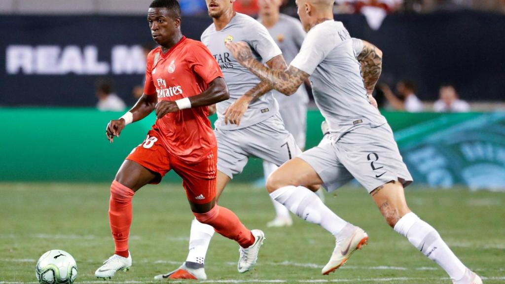 Vinicius, durante el partido ante la Roma.