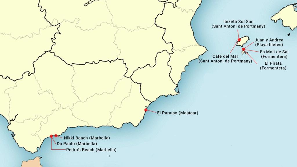 Mapa de los chiringuitos.