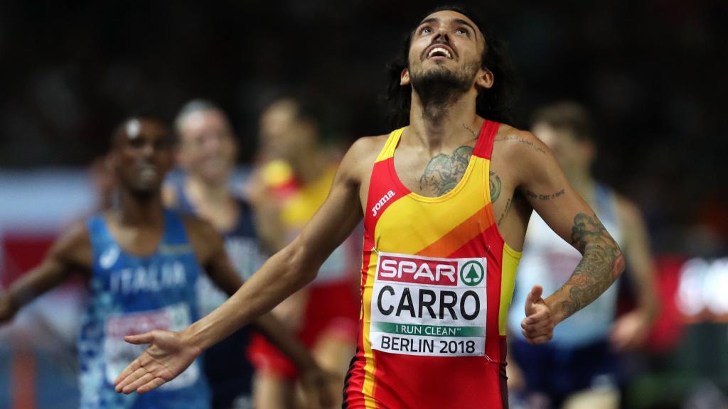 Fernando Carro en la final de los 3.000 metros obstáculos