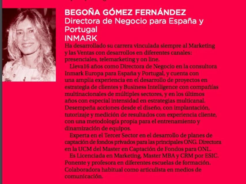 Trayectoria de Gómez en el programa del último Congreso Nacional de Márketing y Ventas de APD.