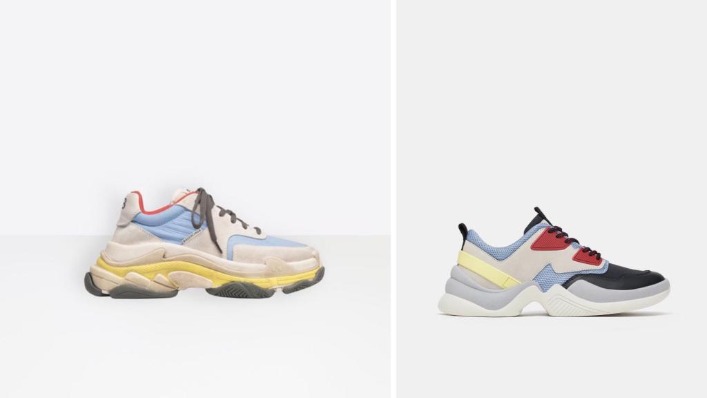 El modelo original de Balenciaga y la versión 'low cost' de Zara.