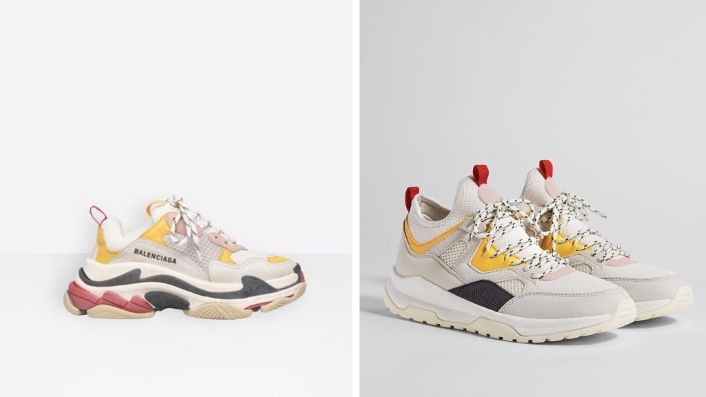 Las zapatillas originales de Balenciaga y la versión 'low cost' de Bershka.