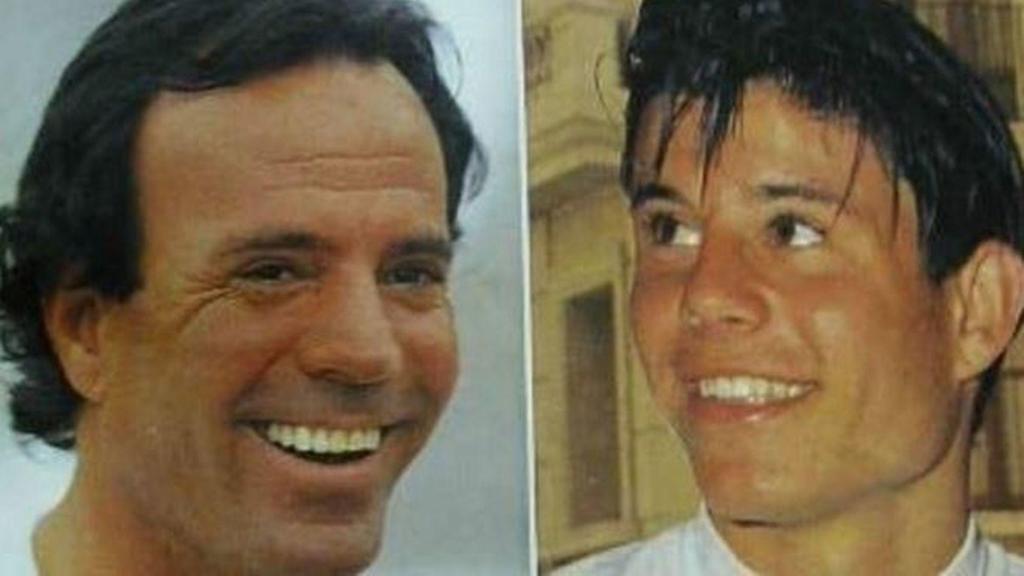 Julio Iglesias y Javier Sánchez en un fotomontaje de Jaleos.