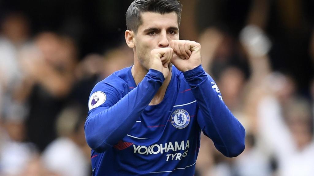 Álvaro Morata, celebra un gol con el Chelsea.