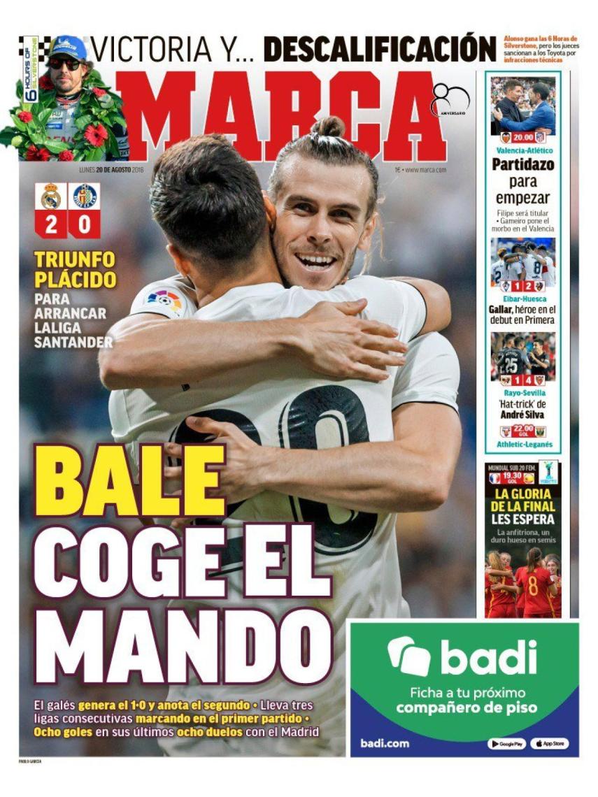 Portada del diario MARCA (20/08/2018)
