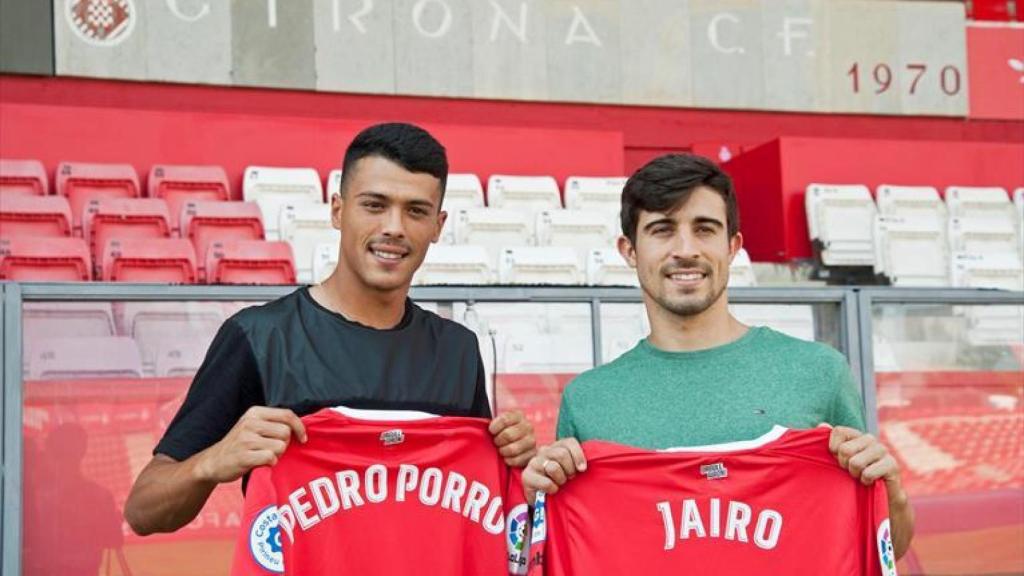 Pedro Porro junto a Jairo en su presentación con el Girona