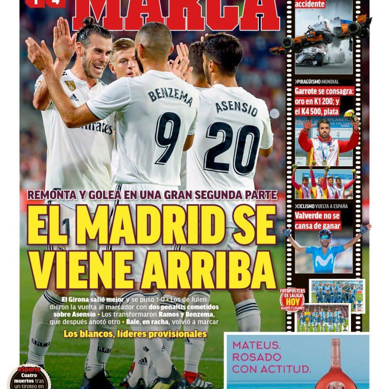 Portada del diario MARCA (27/08/2018)