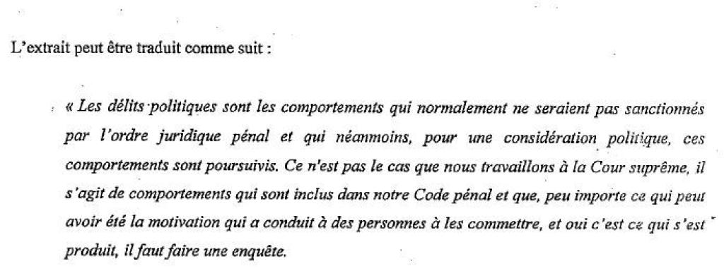 Parte de la demanda que manipula las declaraciones de Llarena./