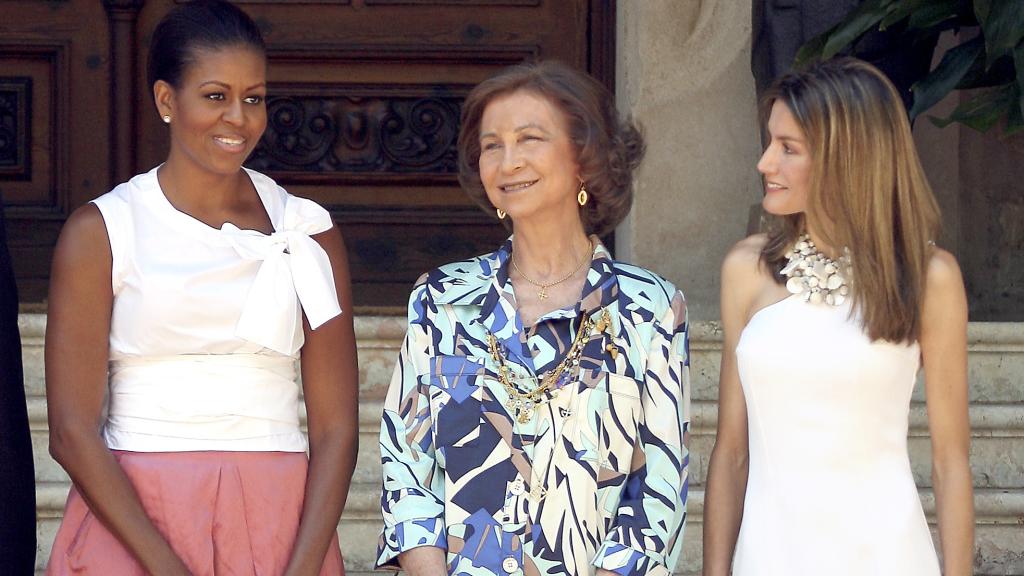 Michelle Obama y la reina Sofía, en Marivent en 2010.