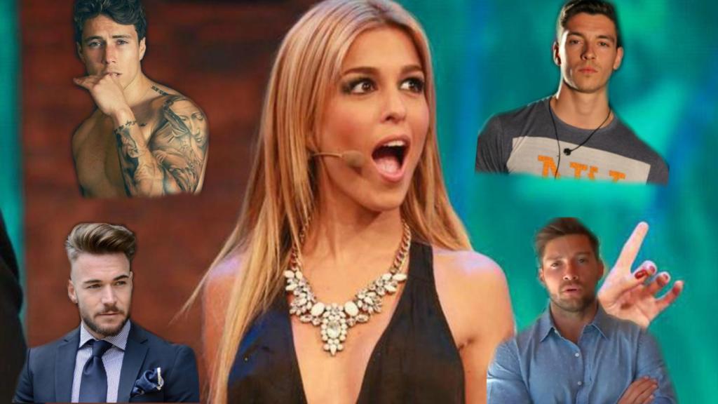 Oriana Marzoli y sus exparejas en un montaje de JALEOS.