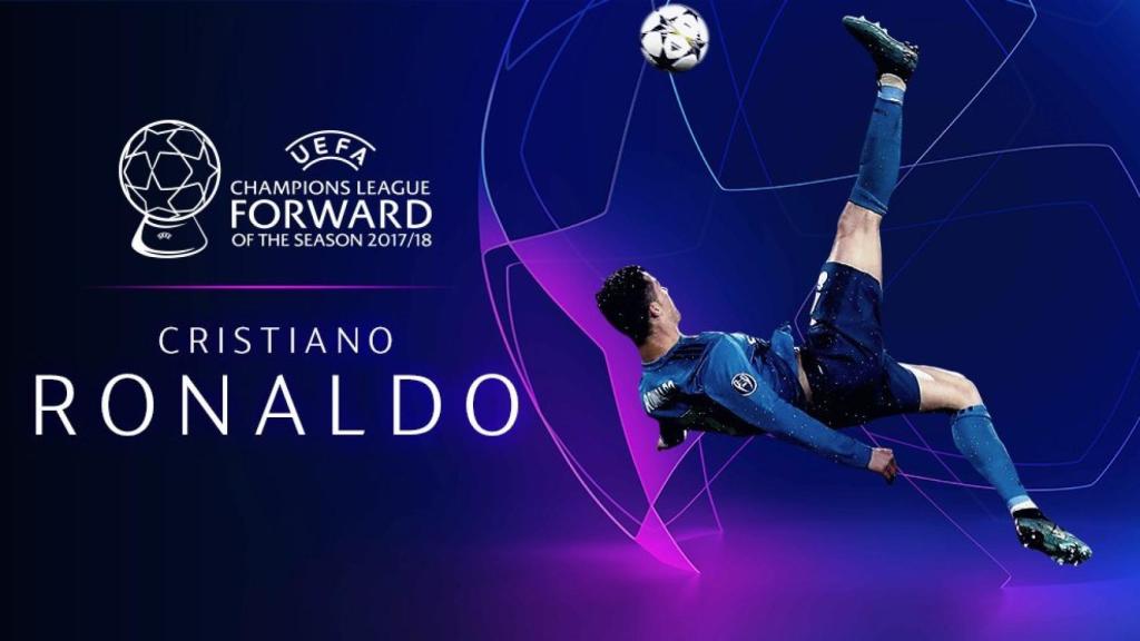 Cristiano Ronaldo, mejor delantero del año según la UEFA