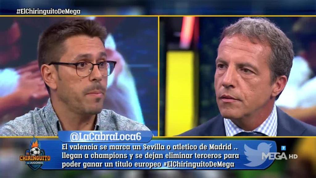 Roberto Morales y Cristóbal Soria en El Chiringuito. Foto: Twitter. (@elchiringuitotv)