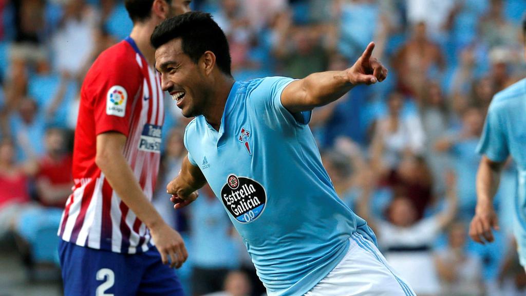 Cabral celebra su gol al Atlético de Madrid