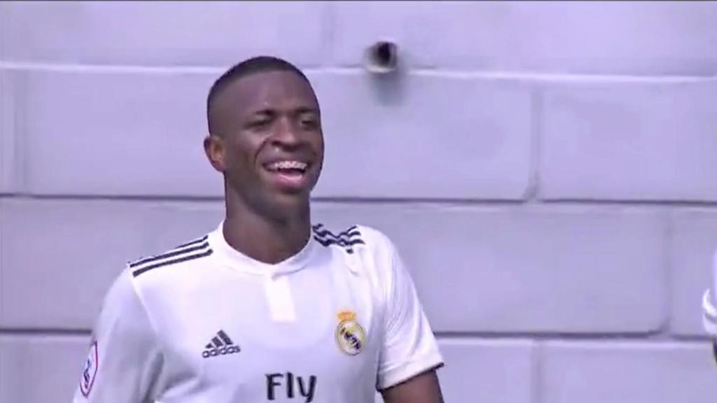 Vinicius celebra un gol con el Castilla