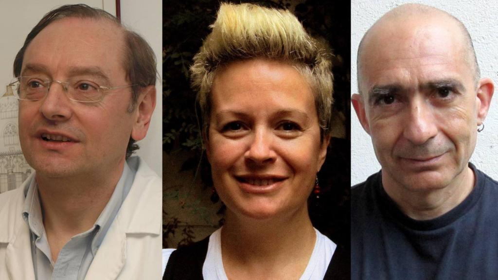 Los investigadores Ramón Mangues, Esther Vázquez y Antonio Villaverde.