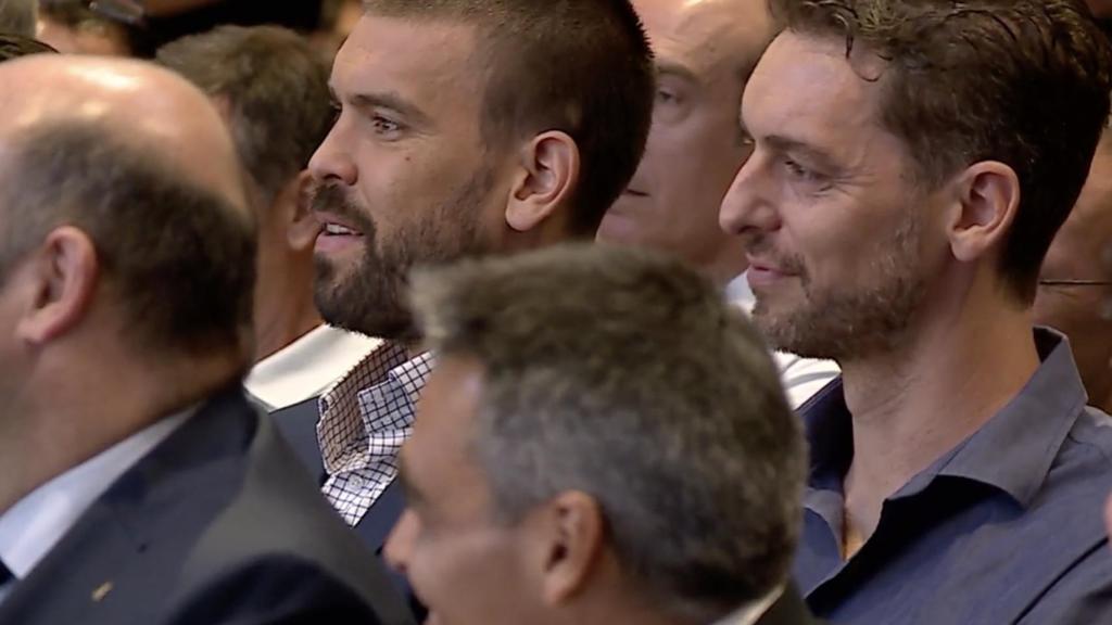 Pau y Marc Gasol, en la despedida de Juan Carlos Navarro