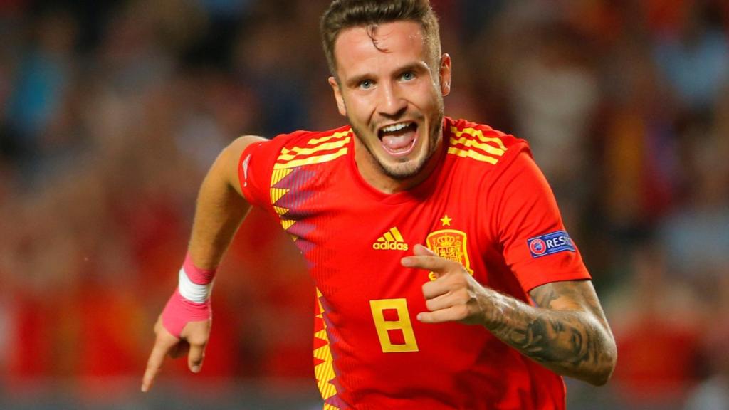 Saúl celebra su gol contra Croacia