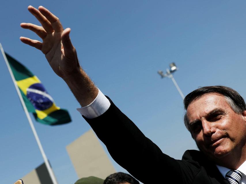 Bolsonado en una acción de campaña.