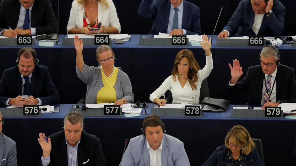 La Eurocámara, durante la votación de la reforma de la directiva copyright