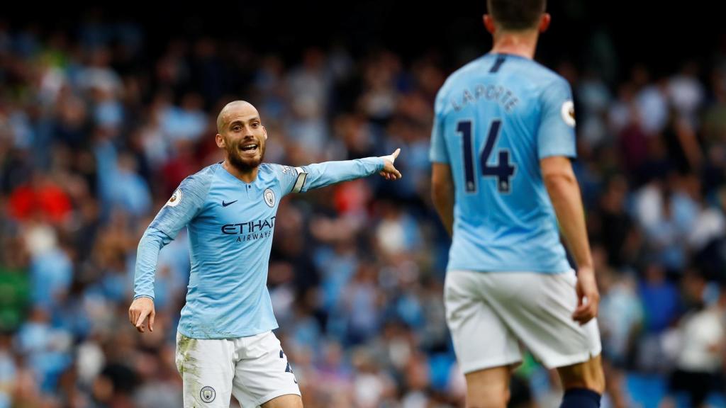 Silva, en un partido con el Manchester City.