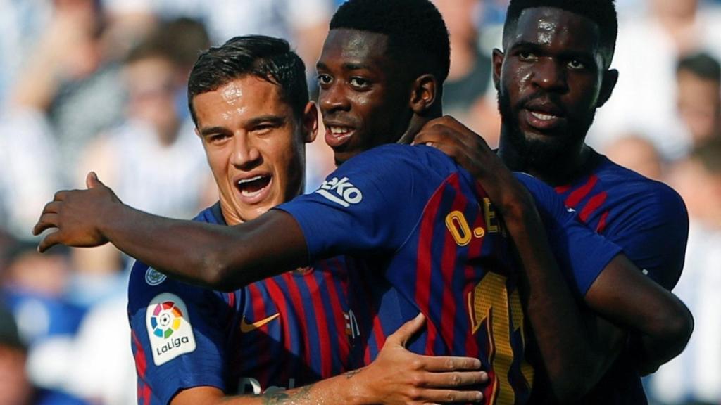 Dembélé, en un partido con el Barça.