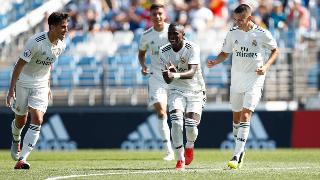 Vinicius celebrando un gol con el Castilla