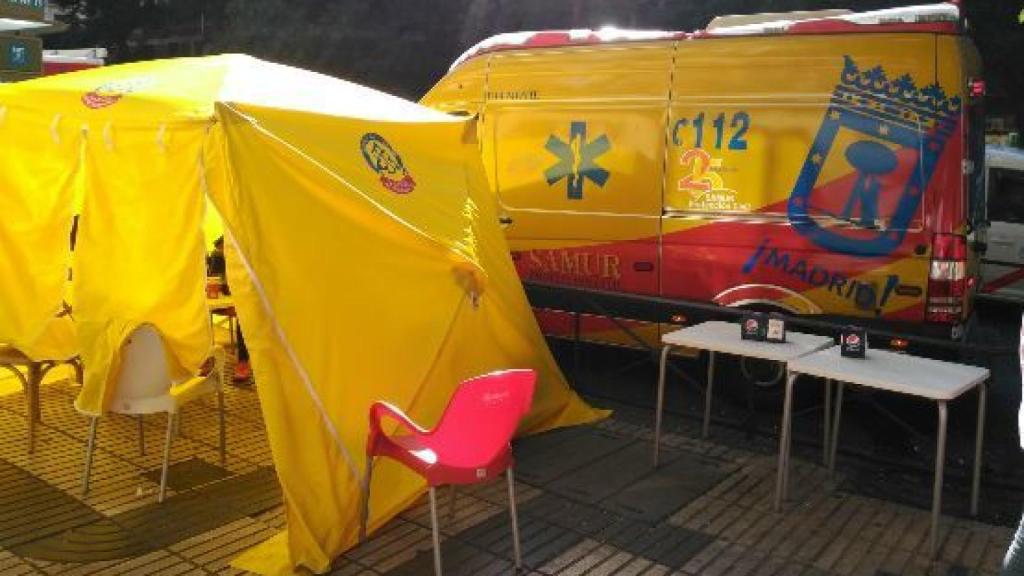 Dispositivo de emergencia de Samur - Protección Civil en la calle de Alcalá.