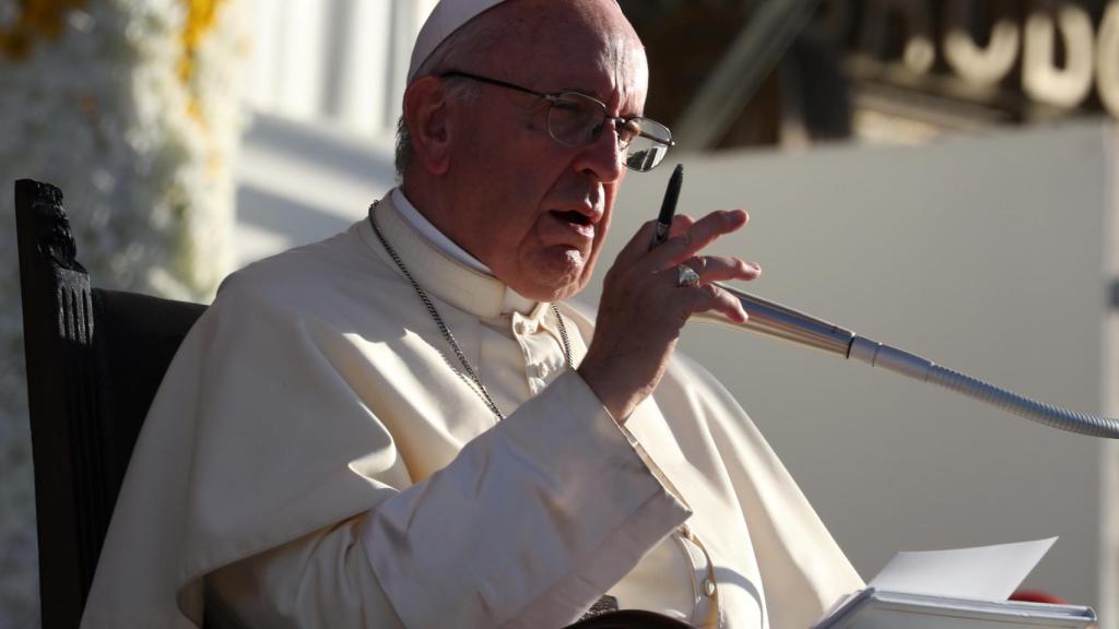 El Papa en la plaza de Politeama en Palermo, Italia.