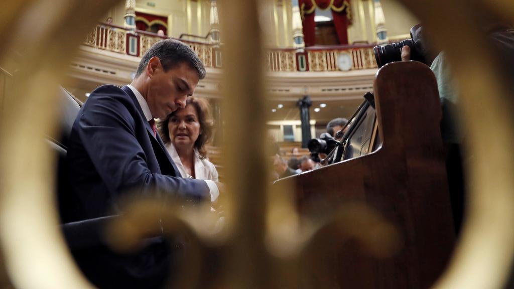 Pedro Sánchez, en la última sesión de control celebrada en el Congreso.